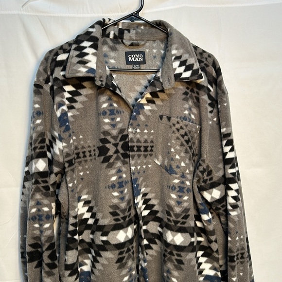 COMO MAN Flannel LS Button-up GRGYL GRAY Fleece Southwestern Men’s size XL - Picture 2 of 6